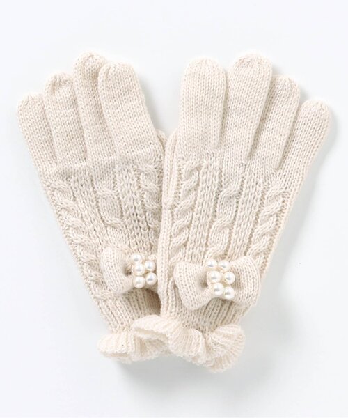 apres les cours（アプレレクール）の「リボン手袋（手袋・キッズ・サックスブルー/ピンク/アイボリー・140/120/95）」の2枚目の写真