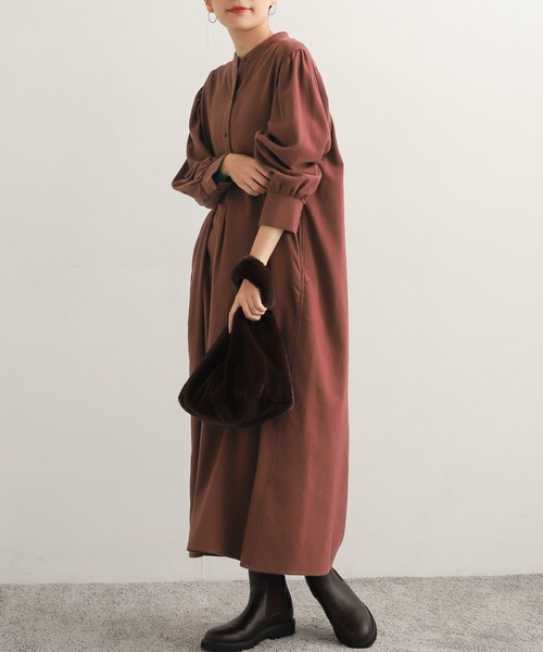 URBAN RESEARCH DOORS(アーバンリサーチドアーズ)の「ネル起毛ヘンリーシャツワンピース(ワンピース・レディース・グリーン/レッド系その他・MEDIUM)」の12枚目の写真