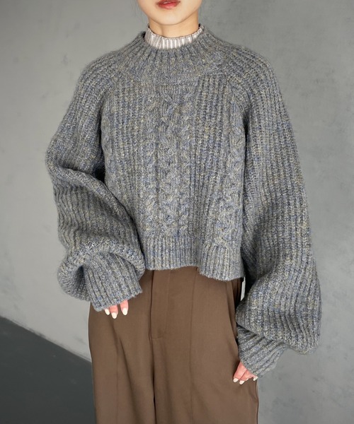 &g'aime(アンジェム)の「【&g’aime】バックスリットニット(ニット/セーター・レディース・グレー/ブルー/パープル・FREE)」の7枚目の写真