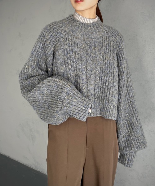 &g'aime(アンジェム)の「【&g’aime】バックスリットニット(ニット/セーター・レディース・グレー/ブルー/パープル・FREE)」の4枚目の写真