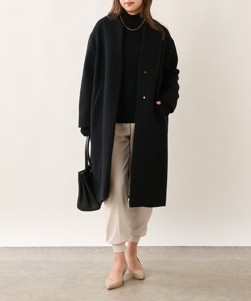 OUVRAGE CLASSE(ウヴラージュクラス)の「キーネックノーカラーコート(ノーカラーコート・レディース・ベージュ/モカ/ブラック・FREE)」の2枚目の写真