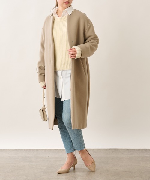 OUVRAGE CLASSE(ウヴラージュクラス)の「キーネックノーカラーコート(ノーカラーコート・レディース・ベージュ/モカ/ブラック・FREE)」の16枚目の写真