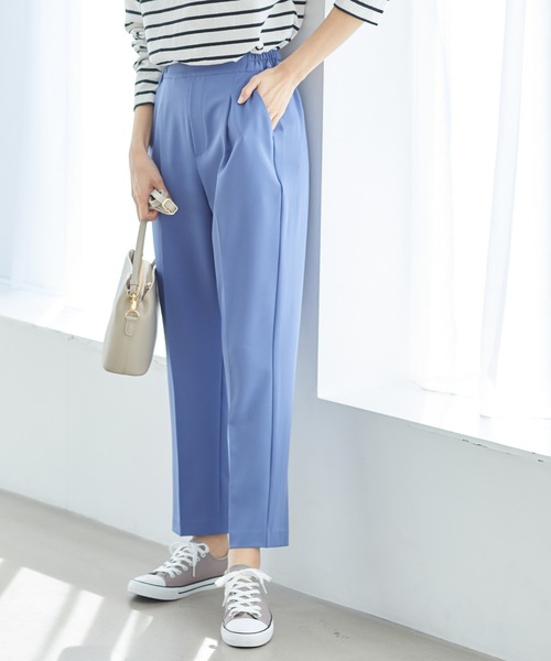 Honeys(ハニーズ)の「イージーテーパードパンツ(スラックス・レディース・ブルー系その他/ネイビー/イエロー/ピンク/グレイッシュベージュ/ブラック/アイボリー/ミント/ライトピンク/グリーン/ブルー/モカ・LL/S/M/L/SS/3L)」の9枚目の写真