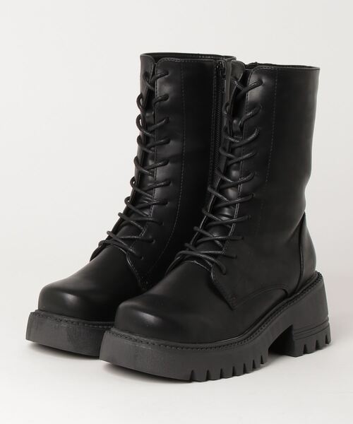 minia（ミニア）の「minia / スクエアコンバットミドルブーツ（ブーツ・レディース・アイボリー/ブラック/カーキ・L/LL/M/S）」の3枚目の写真