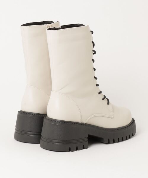 minia（ミニア）の「minia / スクエアコンバットミドルブーツ（ブーツ・レディース・アイボリー/ブラック/カーキ・L/LL/M/S）」の4枚目の写真