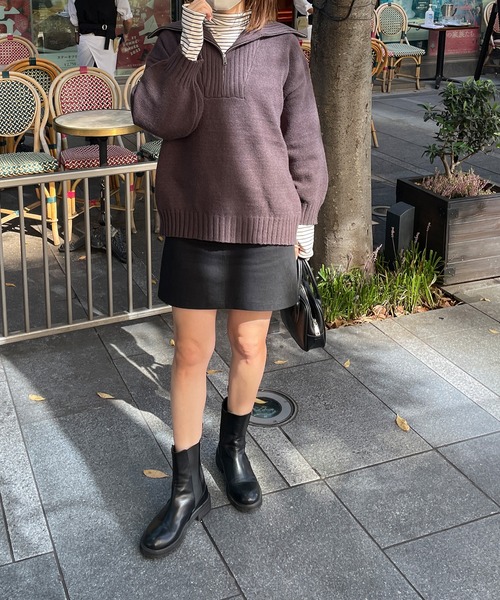 LE MORE（リモア）の「ハーフジップニットプルオーバー（ニット/セーター・レディース・アイボリー/ブラウン/グレー・FREE）」の5枚目の写真