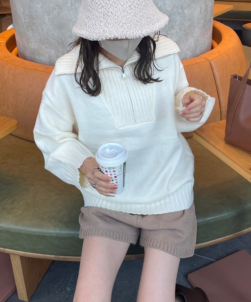 LE MORE（リモア）の「ハーフジップニットプルオーバー（ニット/セーター・レディース・アイボリー/ブラウン/グレー・FREE）」の17枚目の写真