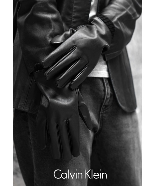 Calvin Klein（カルバン・クライン）の「Calvin Klein カルバンクライン KNIT TRIM PU GLOVE メンズ 手袋（手袋・メンズ・ブラック・FREE）」の4枚目の写真