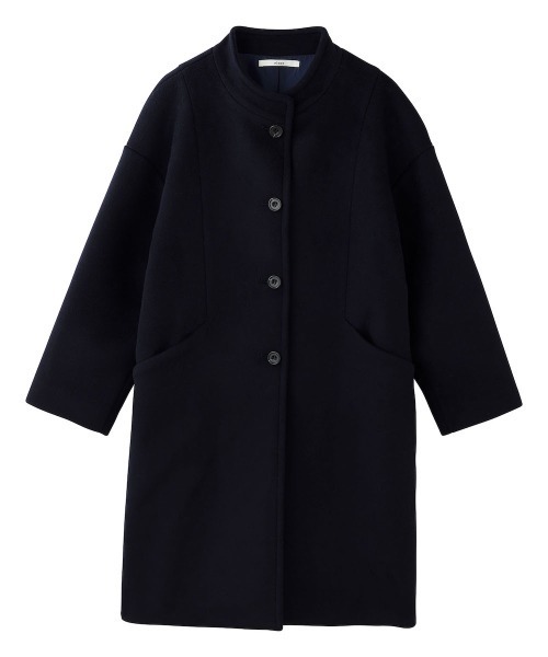NIMES（ニーム）の「ウールメルトンスタンドカラーコート（その他アウター・レディース・ネイビー/ベージュ・FREE）」の2枚目の写真