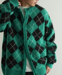 CIAOPANIC TYPY | □柄アソートダブルジャガードシャギークルーネックカーディガン(カーディガン/ボレロ)