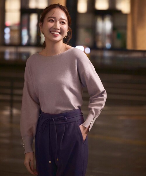 index(インデックス)の「◆ボートネックドルマンラメニット(ニット/セーター・レディース・ブラック/ナチュラル/ベビーピンク/サックスブルー/オフホワイト・42/36/38/40)」の6枚目の写真