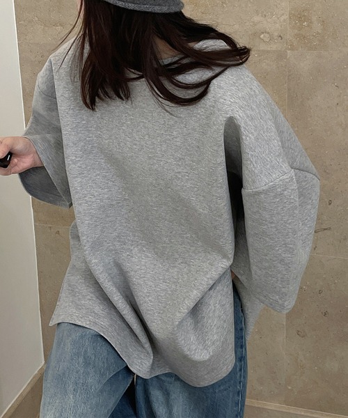 chuclla（チュクラ）の「ボンディングライク オーバーサイズスウェットTシャツ chw22a167（Tシャツ/カットソー・レディース・アイボリー/グレー・FREE）」の10枚目の写真