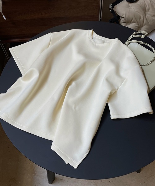 chuclla（チュクラ）の「ボンディングライク オーバーサイズスウェットTシャツ chw22a167（Tシャツ/カットソー・レディース・アイボリー/グレー・FREE）」の13枚目の写真