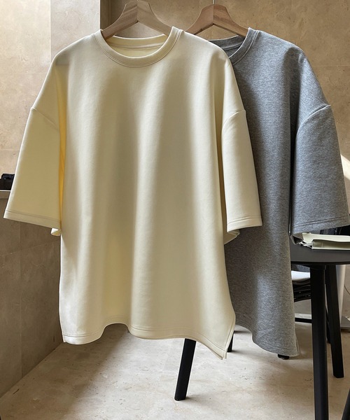 chuclla（チュクラ）の「ボンディングライク オーバーサイズスウェットTシャツ chw22a167（Tシャツ/カットソー・レディース・アイボリー/グレー・FREE）」の11枚目の写真