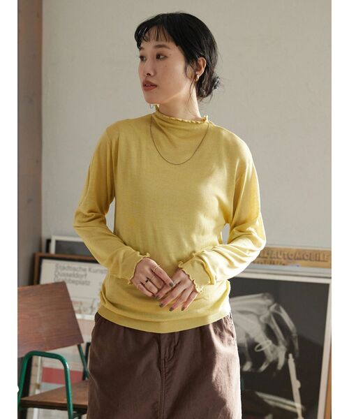 CRAFT STANDARD BOUTIQUE(クラフトスタンダードブティック)の「メロウフリルニットプルオーバー(ニット/セーター・レディース・イエロー/ブラック/ブルー/オフホワイト・FREE)」の7枚目の写真