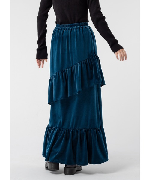 Adoon plain（アドーンプレーン）の「ベロアティアードスカート（スカート・レディース・ブラック/ブルー/パープル・LARGE/MEDIUM）」の14枚目の写真