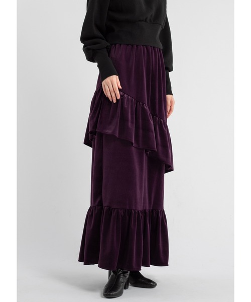 Adoon plain（アドーンプレーン）の「ベロアティアードスカート（スカート・レディース・ブラック/ブルー/パープル・LARGE/MEDIUM）」の19枚目の写真