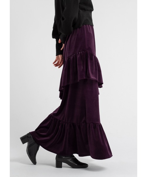 Adoon plain（アドーンプレーン）の「ベロアティアードスカート（スカート・レディース・ブラック/ブルー/パープル・LARGE/MEDIUM）」の20枚目の写真
