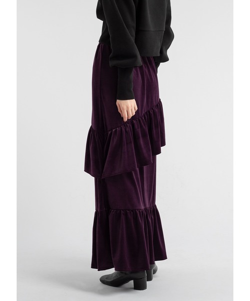 Adoon plain（アドーンプレーン）の「ベロアティアードスカート（スカート・レディース・ブラック/ブルー/パープル・LARGE/MEDIUM）」の21枚目の写真
