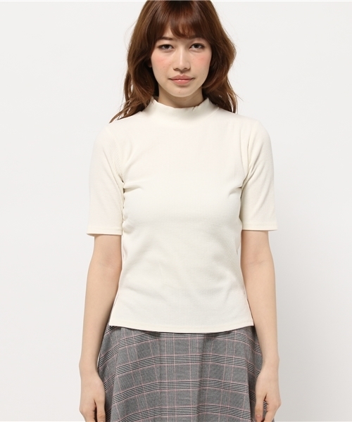OUTLET(アウトレット)の「【who's who Chico】テレコハイネック5分袖プルオーバー(Tシャツ/カットソー・レディース・グレー/ホワイト・FREE)」の5枚目の写真