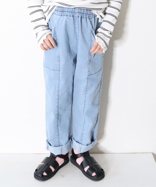 SHOO・LA・RUE（シューラルー）の「◆【110-140cm】軽量デニム切り替えパンツ（デニムパンツ・キッズ・ブルー系5/サックスブルー系5・12/11/13/14）」の3枚目の写真