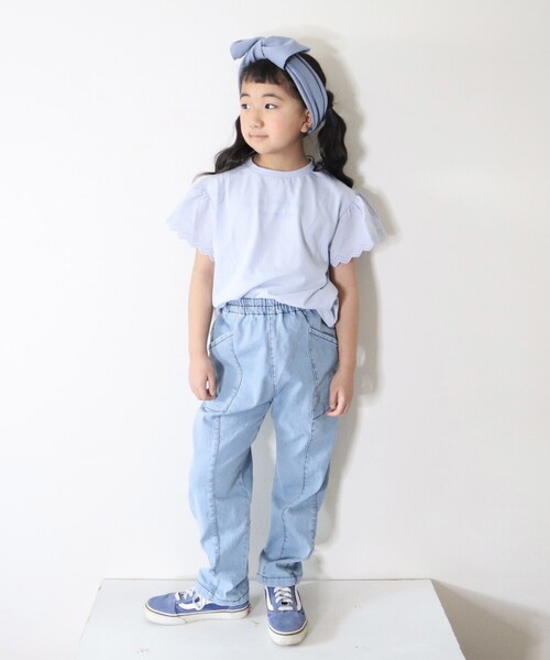 SHOO・LA・RUE（シューラルー）の「◆【110-140cm】軽量デニム切り替えパンツ（デニムパンツ・キッズ・ブルー系5/サックスブルー系5・12/11/13/14）」の15枚目の写真