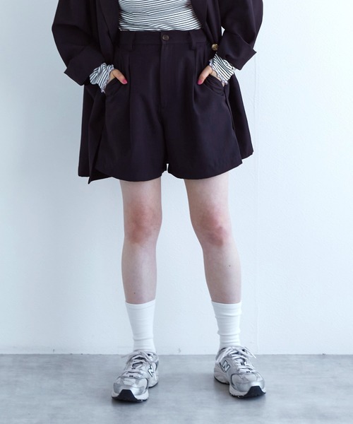 w closet(ダブルクローゼット)の「【セットアップ対応】リネンタッチショートパンツ(その他パンツ・レディース・ブラック/ネイビー/ライトベージュ・FREE)」の3枚目の写真