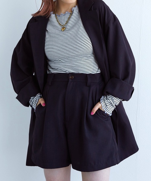 w closet(ダブルクローゼット)の「【セットアップ対応】リネンタッチショートパンツ(その他パンツ・レディース・ブラック/ネイビー/ライトベージュ・FREE)」の17枚目の写真