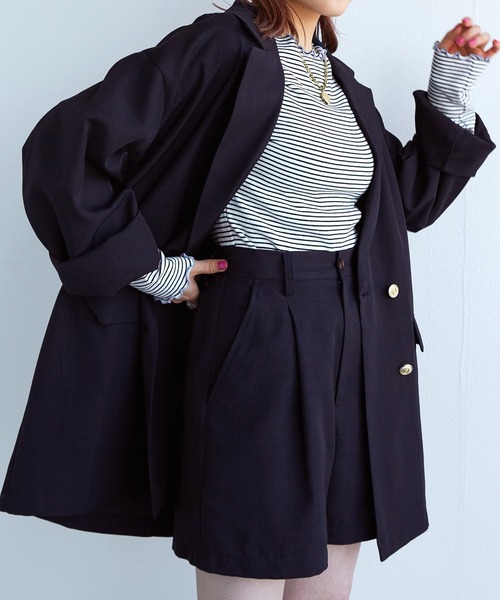 w closet(ダブルクローゼット)の「【セットアップ対応】リネンタッチショートパンツ(その他パンツ・レディース・ブラック/ネイビー/ライトベージュ・FREE)」の18枚目の写真