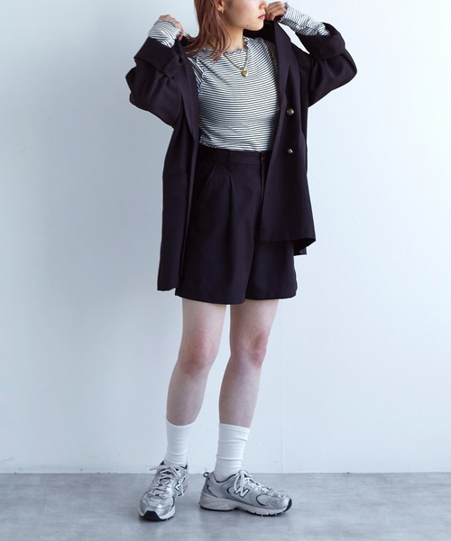w closet(ダブルクローゼット)の「【セットアップ対応】リネンタッチショートパンツ(その他パンツ・レディース・ブラック/ネイビー/ライトベージュ・FREE)」の19枚目の写真