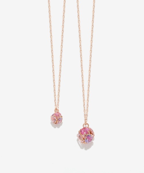 K10 ピンクゴールド キュービックジルコニア ネックレス（Berry Pink 