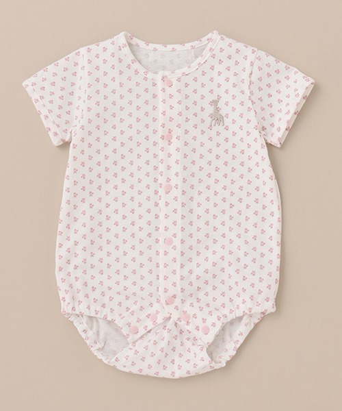 Sophie la girafe（ソフィーラジラフ）の「花柄天竺ボディスーツ【日本製】（肌着・キッズ・ブルー/ピンク・80ｃｍ/60cm/70cm）」の2枚目の写真