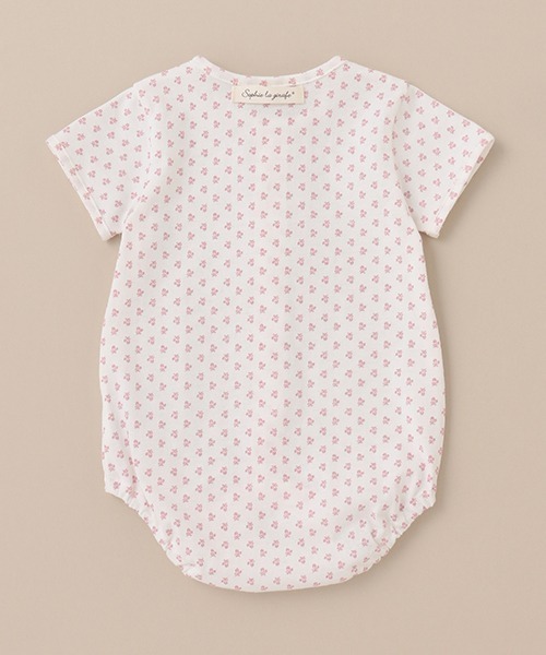 Sophie la girafe（ソフィーラジラフ）の「花柄天竺ボディスーツ【日本製】（肌着・キッズ・ブルー/ピンク・80ｃｍ/60cm/70cm）」の4枚目の写真