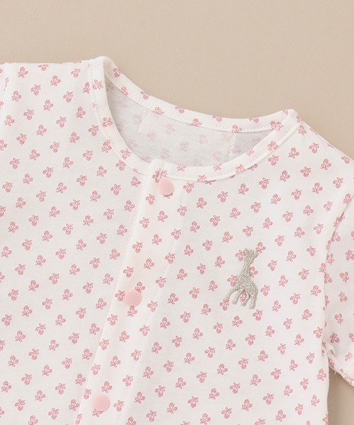Sophie la girafe（ソフィーラジラフ）の「花柄天竺ボディスーツ【日本製】（肌着・キッズ・ブルー/ピンク・80ｃｍ/60cm/70cm）」の5枚目の写真