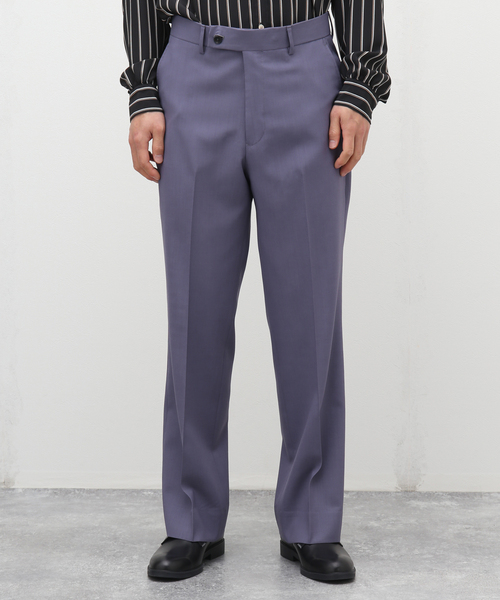 EDIFICE LA BOUCLE(エディフィスラブークル)の「【LA BOUCLE / ラブークル】トロピカルウール セミフレア スラックス(スラックス・メンズ・パープル/ライトグリーン/ブラック・3/1/2)」の4枚目の写真