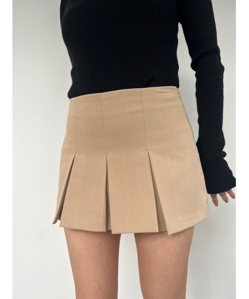 AMAIL(アマイル)の「Super mini skirt(スカート・レディース・ベージュ/ブラック・FREE)」の1枚目の写真