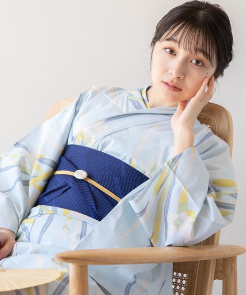 ゆかた館グレース（ユカタカングレース）の「こだわり浴衣５点セット（浴衣・レディース・レッド/クリーム/オフホワイト/サックスブルー/アイボリー/ライトピンク/スミクロ/キナリ/ブルー系/ブルー/サックスブルー系/ライトブルー/ピンクベージュ/ベージュ・MEDIUM/SMALL）」の9枚目の写真