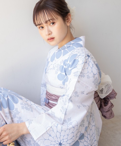 ゆかた館グレース（ユカタカングレース）の「こだわり浴衣５点セット（浴衣・レディース・レッド/クリーム/オフホワイト/サックスブルー/アイボリー/ライトピンク/スミクロ/キナリ/ブルー系/ブルー/サックスブルー系/ライトブルー/ピンクベージュ/ベージュ・MEDIUM/SMALL）」の7枚目の写真