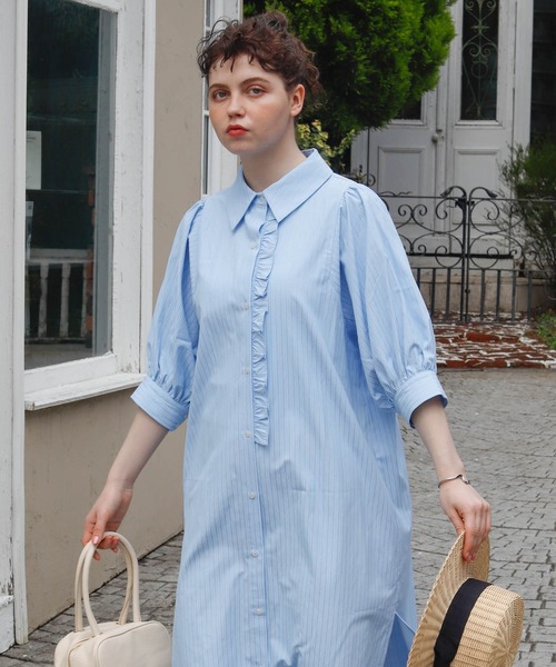 Birthday room（バースデイルーム）の「2WAYストライプシャツワンピース（シャツワンピース・レディース・ブルー/イエロー・FREE）」の11枚目の写真