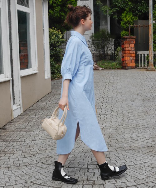 Birthday room（バースデイルーム）の「2WAYストライプシャツワンピース（シャツワンピース・レディース・ブルー/イエロー・FREE）」の9枚目の写真