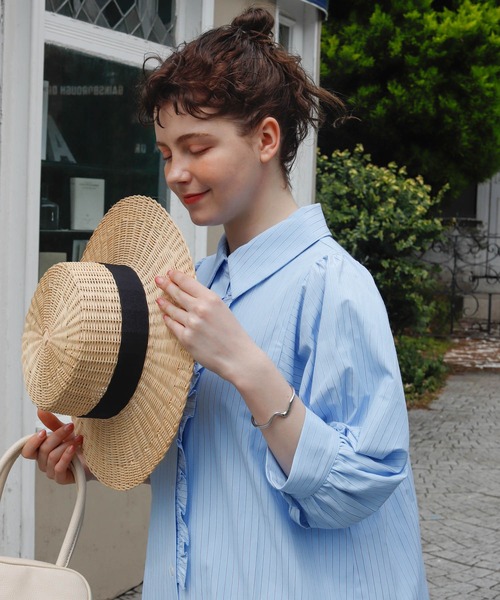 Birthday room（バースデイルーム）の「2WAYストライプシャツワンピース（シャツワンピース・レディース・ブルー/イエロー・FREE）」の12枚目の写真