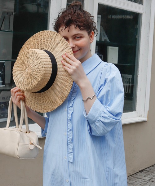 Birthday room（バースデイルーム）の「2WAYストライプシャツワンピース（シャツワンピース・レディース・ブルー/イエロー・FREE）」の13枚目の写真