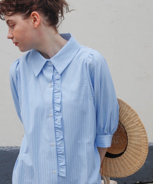 Birthday room（バースデイルーム）の「2WAYストライプシャツワンピース（シャツワンピース・レディース・ブルー/イエロー・FREE）」の17枚目の写真