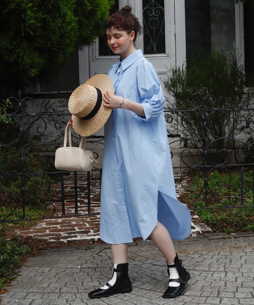 Birthday room（バースデイルーム）の「2WAYストライプシャツワンピース（シャツワンピース・レディース・ブルー/イエロー・FREE）」の3枚目の写真