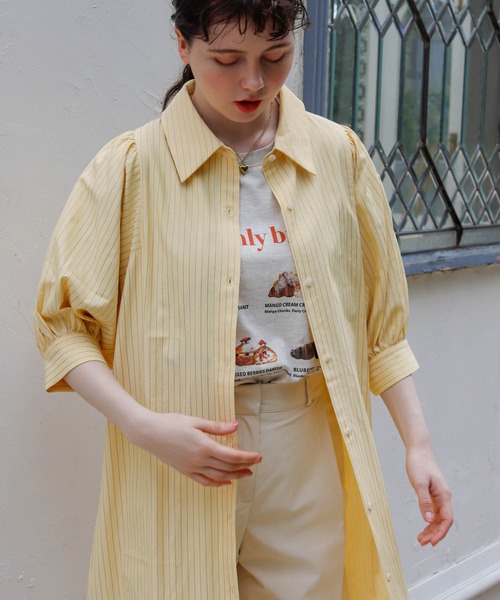 Birthday room（バースデイルーム）の「2WAYストライプシャツワンピース（シャツワンピース・レディース・ブルー/イエロー・FREE）」の22枚目の写真