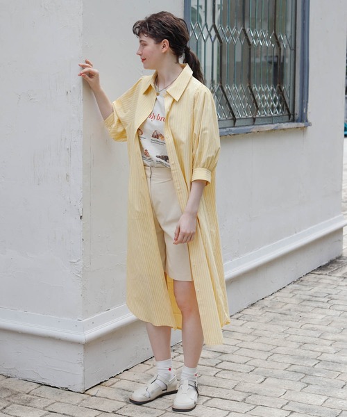 Birthday room（バースデイルーム）の「2WAYストライプシャツワンピース（シャツワンピース・レディース・ブルー/イエロー・FREE）」の19枚目の写真