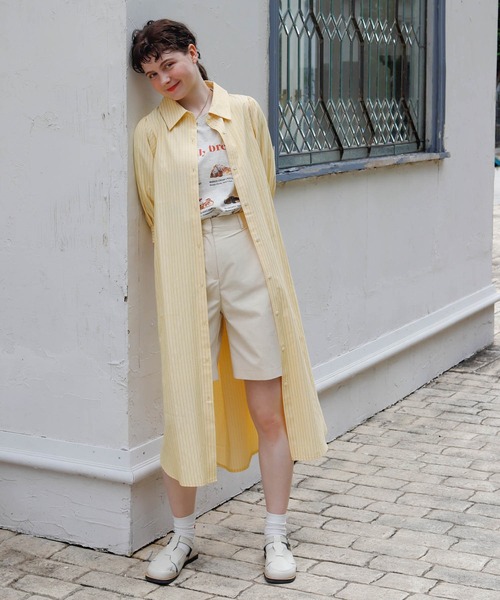 Birthday room（バースデイルーム）の「2WAYストライプシャツワンピース（シャツワンピース・レディース・ブルー/イエロー・FREE）」の18枚目の写真