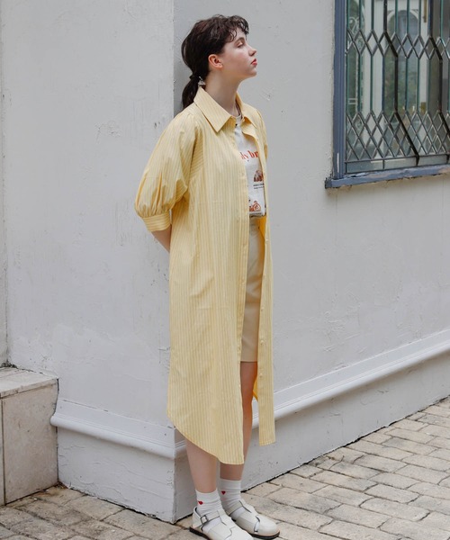 Birthday room（バースデイルーム）の「2WAYストライプシャツワンピース（シャツワンピース・レディース・ブルー/イエロー・FREE）」の20枚目の写真