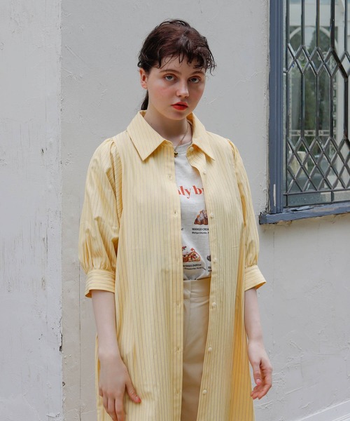 Birthday room（バースデイルーム）の「2WAYストライプシャツワンピース（シャツワンピース・レディース・ブルー/イエロー・FREE）」の21枚目の写真