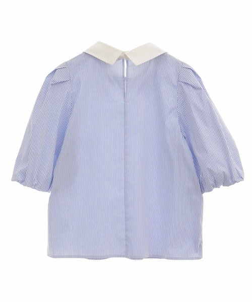 31 Sons de mode（トランテアン　ソン　ドゥ　モード）の「衿レースパフ袖ブラウス（シャツ/ブラウス・レディース・ブラック/サックスブルー/オフホワイト・36）」の10枚目の写真